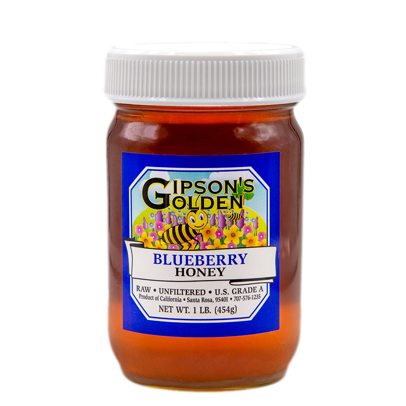Gipson's Golden blueberry honey jar